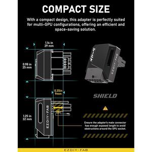 PCIe 5.1 Adapter 600W 12+4pin,16pin 12VHPWR GPU Connector,12V-2x6 GPU Adapter